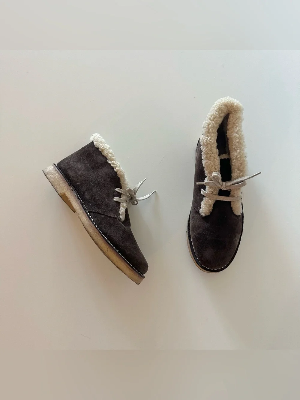 Vintage Bally Karem Chocolate Suede Shearling Sherpa Ankle Boots US 8 Cozy  Genu